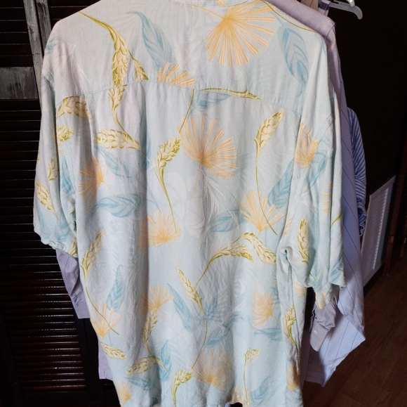 Tommy Bahama Traditional Fit Leaf Novelty 57% Silk Vacation Beach Shirt Blue XL - Picture 9 of 9